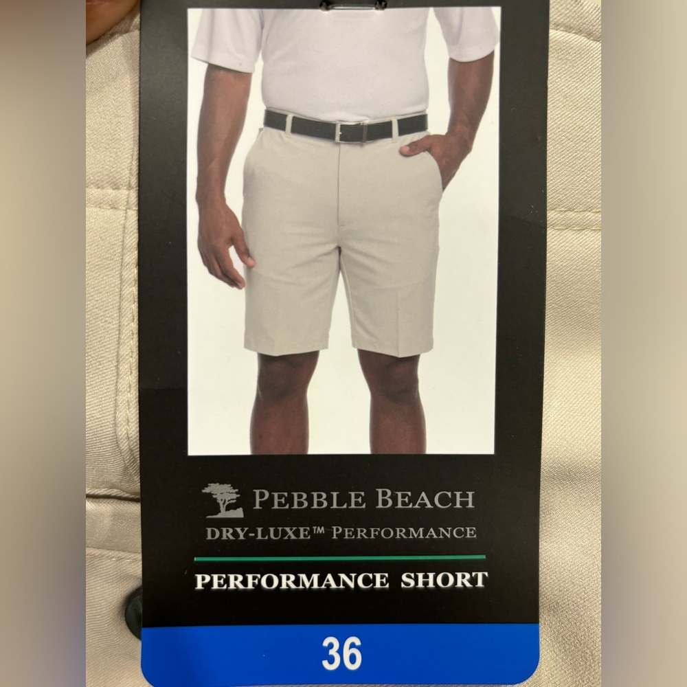 Pebble beach tan performance shorts size 36